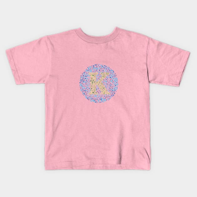 “K” Eye Test Letter Circle Kids T-Shirt by CorneaDesigns